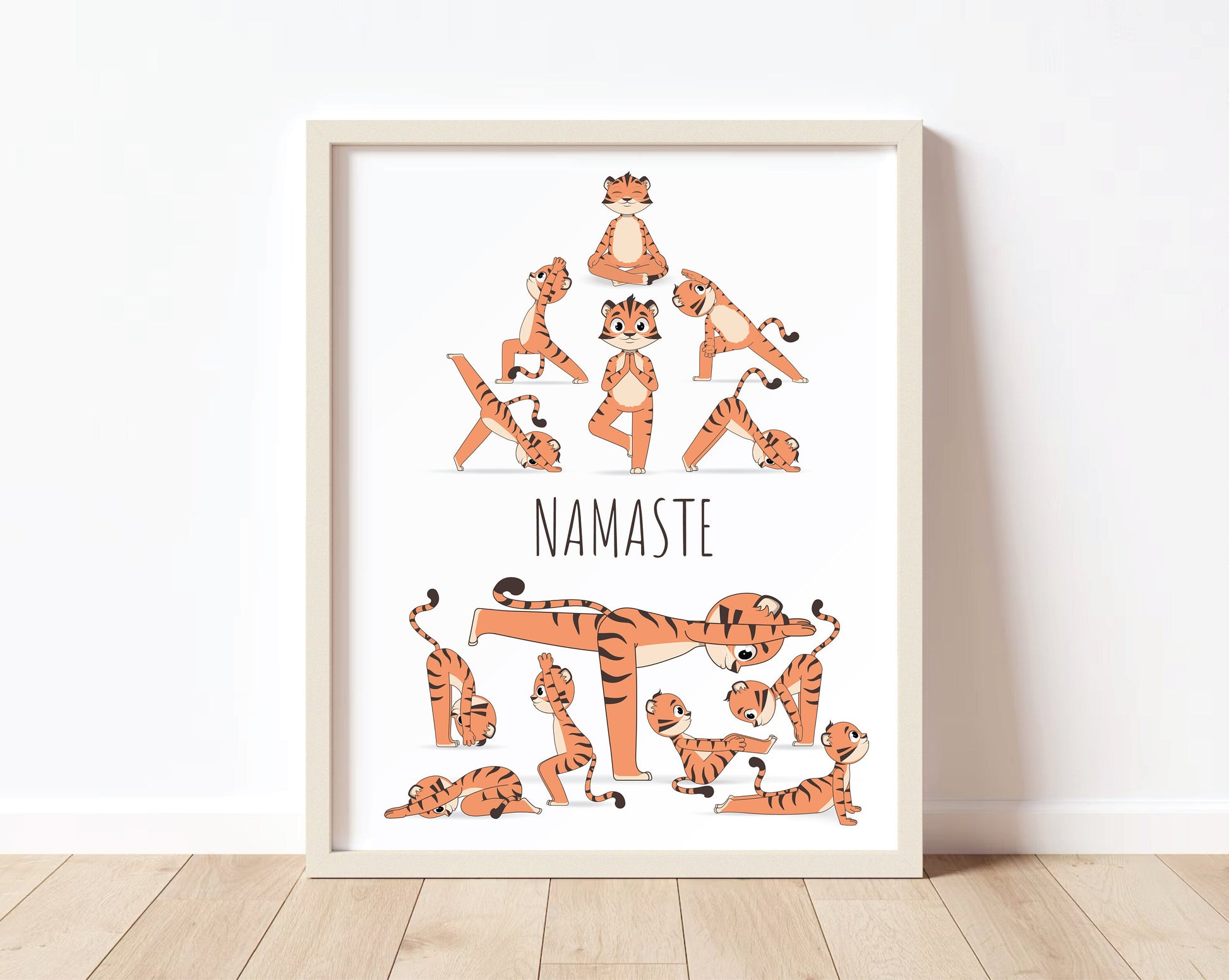 Namaste Poster, Yoga Poster for Kids, Kid's Room Decor, Yoga For Kids, Animal Yoga, Yoga Printables