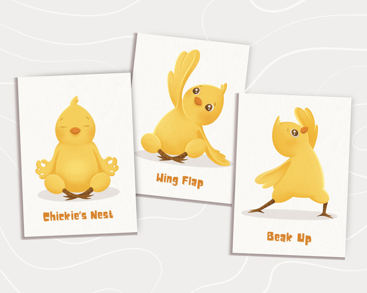 Chick Yoga, Spring Yoga, Hatch & Stretch, Yoga Cards for kids, Yoga sequence for kids, Chickie Yoga